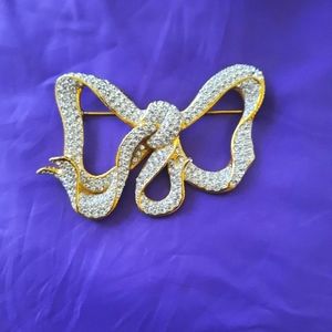 VALENTINO GARAVANI Goldtone Crystal Brooch